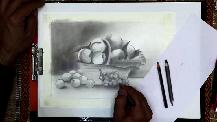طراحی سیاه قلم میوه